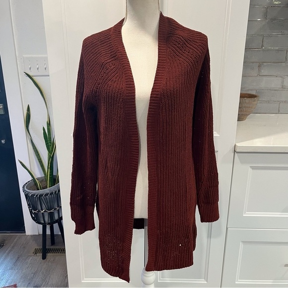 Love + Ellie Burgundy Long Open Cardigan Sweater Small - Picture 1 of 10
